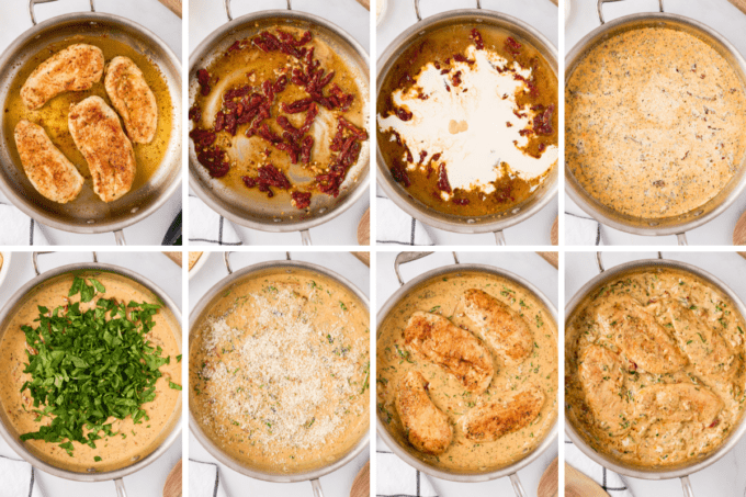 step by step photos of how to make creamy tuscan chicken