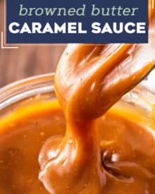 Rich and silky salted caramel sauce made even better by the addition of nutty browned butter! This simple recipe requires only 4 simple ingredients, and is perfect drizzled all over your favorite desserts, or eaten by the spoonful.