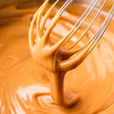 Rich and silky salted caramel sauce made easily on your stovetop! This simple recipe is perfect drizzled all over your favorite desserts, given away as gifts, or eaten by the spoonful!