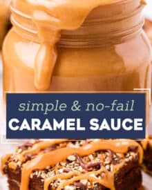 Rich and silky salted caramel sauce made easily on your stovetop! This simple recipe is perfect drizzled all over your favorite desserts, given away as gifts, or eaten by the spoonful!