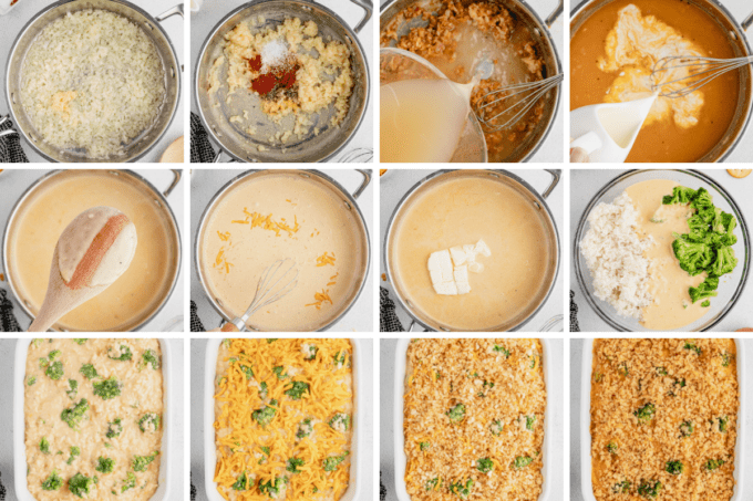 step by step photos of how to make broccoli rice casserole