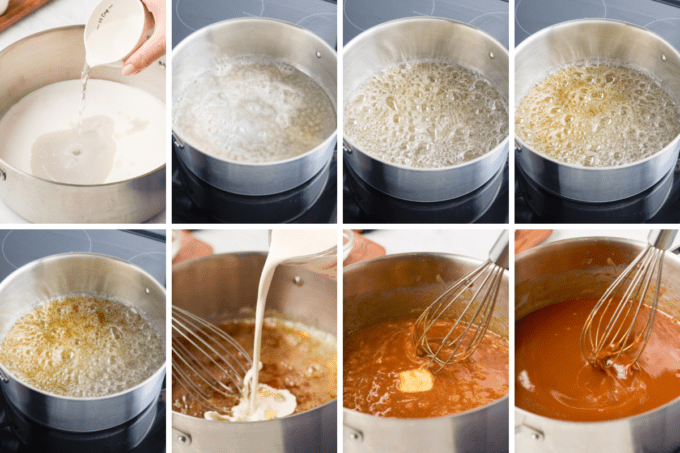step by step photos of how to make salted caramel sauce