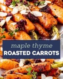Roasted and caramelized in a maple herb glaze, these carrots are an easy side dish that's perfect for a holiday meal, or a simple family dinner!