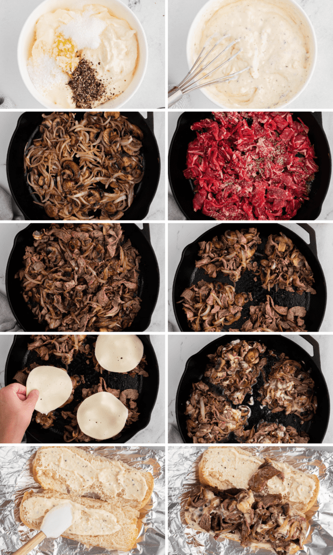 step by step photos of how to make cheesesteaks