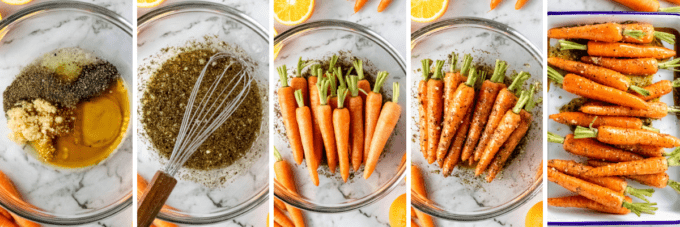 step by step photos of how to make roasted carrots with maple glaze