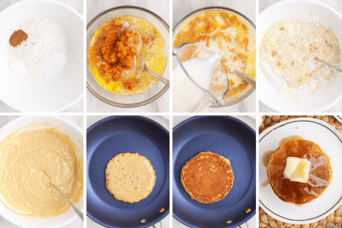 step by step photos of how to make pumpkin pancakes