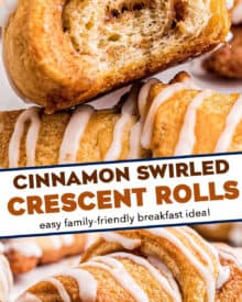 Buttery and flaky crescent roll dough, spread with a cinnamon brown sugar butter, then rolled up and baked until perfectly golden brown and drizzled with a sweet glaze. They're the perfect easy breakfast or brunch idea that comes together in no time, and are loved by everyone!