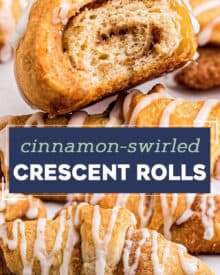 Buttery and flaky crescent roll dough, spread with a cinnamon brown sugar butter, then rolled up and baked until perfectly golden brown and drizzled with a sweet glaze. They're the perfect easy breakfast or brunch idea that comes together in no time, and are loved by everyone!