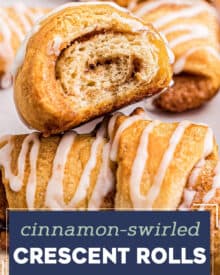 Buttery and flaky crescent roll dough, spread with a cinnamon brown sugar butter, then rolled up and baked until perfectly golden brown and drizzled with a sweet glaze. They're the perfect easy breakfast or brunch idea that comes together in no time, and are loved by everyone!