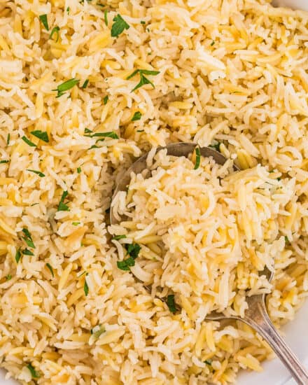 Simple yet full of flavor, this rice pilaf is made with rice and tender orzo pasta. It's an easy side dish that's perfect with just about any main dish, and tastes like a homemade version of Rice-a-Roni!