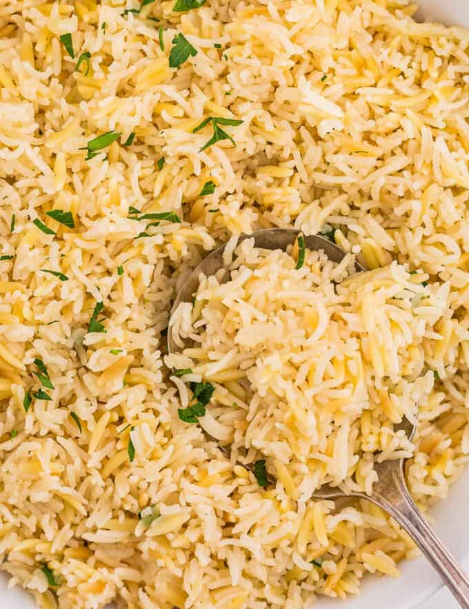 Simple yet full of flavor, this rice pilaf is made with rice and tender orzo pasta. It's an easy side dish that's perfect with just about any main dish, and tastes like a homemade version of Rice-a-Roni!