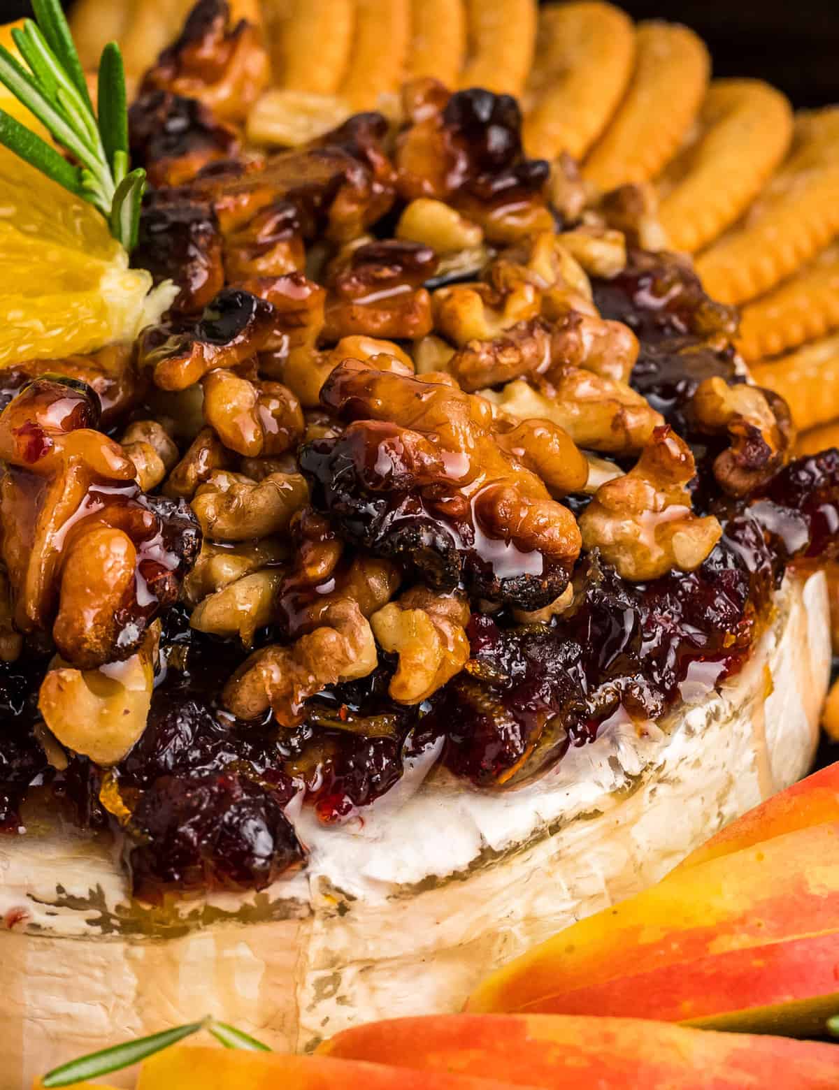 Baked Brie en Croûte with Honey, Dried Cherries, Rosemary & Pecans