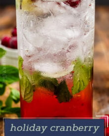 These tart and sweet cranberry mojitos are a festive twist on a classic cocktail, and are perfect for all your winter holiday gatherings! This recipe includes both small and large batch instructions.