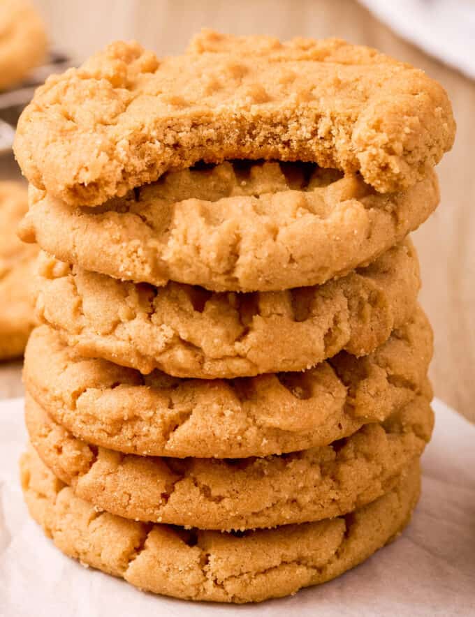 These soft and chewy peanut butter cookies practically melt in your mouth, and are so easy to make. Simple ingredients, no chilling needed, and that fork pattern brings back all the feel-good childhood memories!