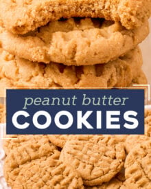These soft and chewy peanut butter cookies practically melt in your mouth, and are so easy to make. Simple ingredients, no chilling needed, and that fork pattern brings back all the feel-good childhood memories!