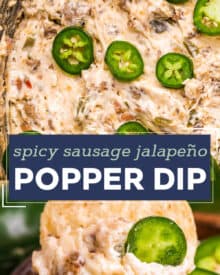 This easy game day appetizer combines the flavors of jalapeño poppers and spicy sausage in a creamy dip made in the slow cooker or oven. Perfect for any party, serve it up with chips and watch everyone go back for seconds!