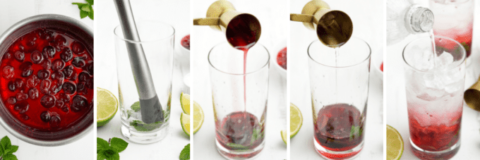 step by step photos of how to make a cranberry mojito