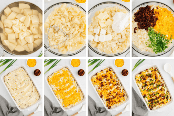 step by step photos of how to make loaded mashed potato casserole