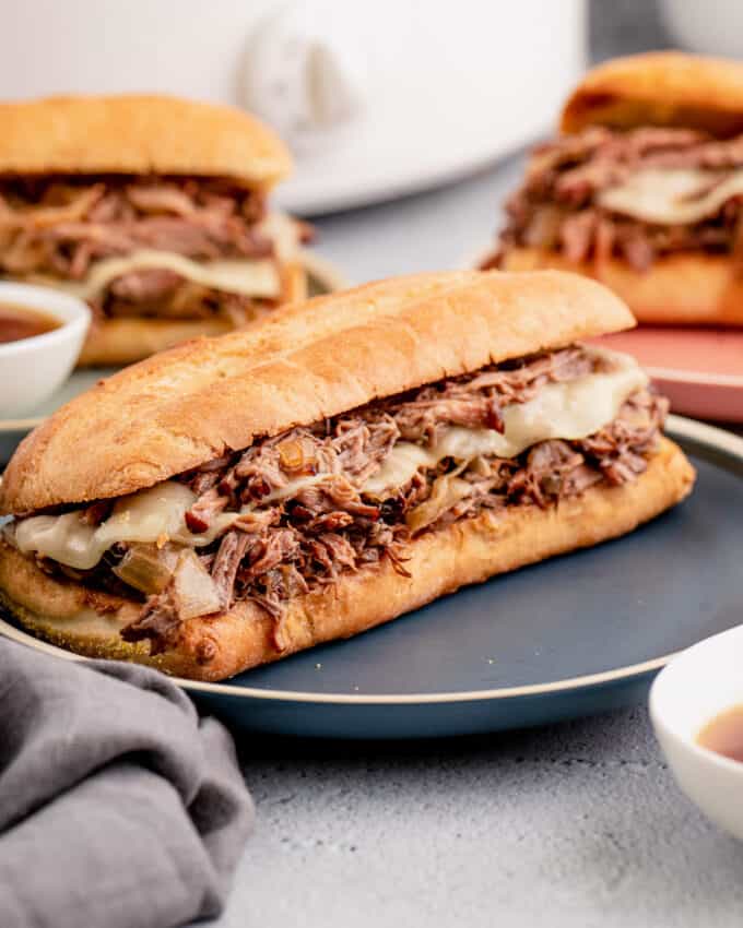 french dip sandwiches on plates