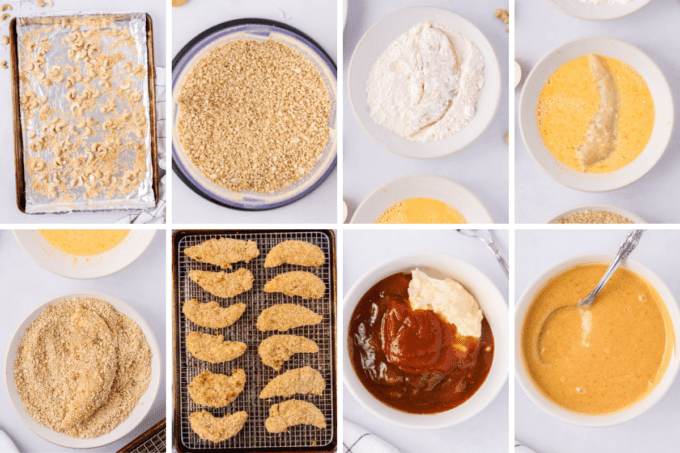 step by step photos of how to make cashew crusted chicken tenders