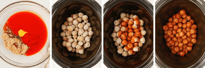 step by step photos of how to make honey buffalo crockpot meatballs