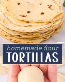 Soft, pliable, and sturdy, these Homemade Flour Tortillas are made from just 5 simple pantry ingredients (and no yeast - so no rising time!). So much better than store-bought, they're also make-ahead and freezer-friendly!