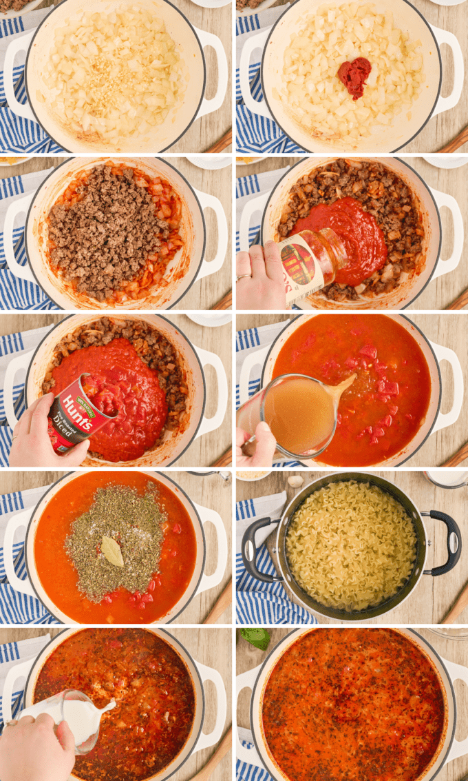 step by step photos of how to make lasagna soup