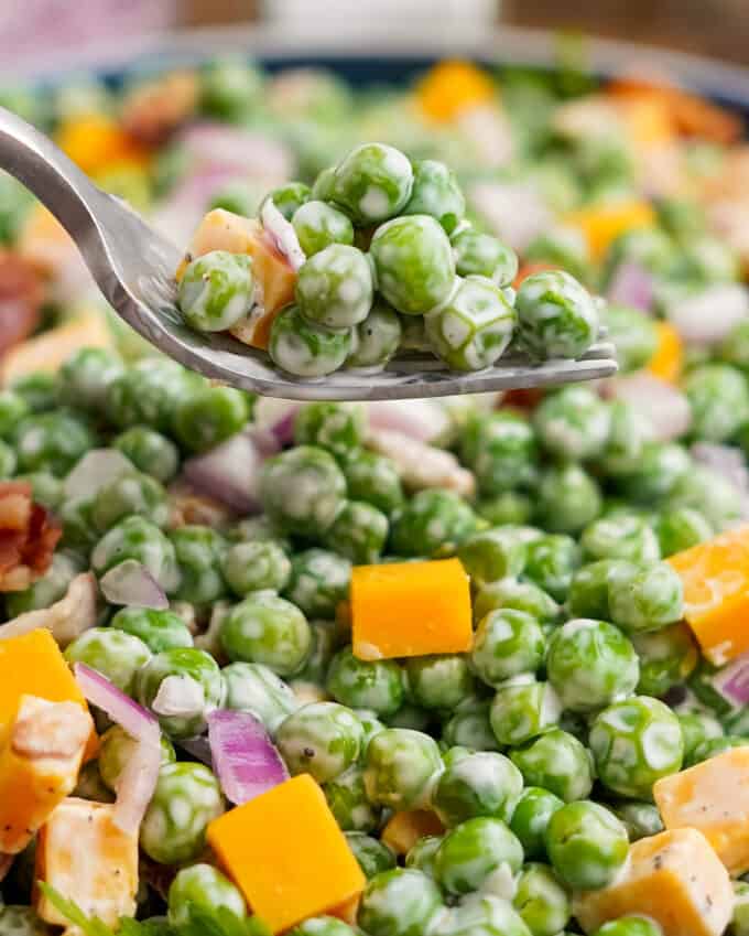 forkful of pea salad