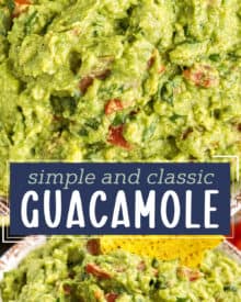 Don't reach for that container of pre-made guacamole, mix up this easy and classic guacamole recipe in no time! Made with simple ingredients, this dip comes together quickly and is a party staple. Put out a bowl with some chips, and watch it disappear!