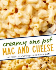 This ultra creamy mac and cheese is made in just one pot on the stovetop, and uses less than 10 ingredients! So much better than mac and cheese from a box, this is a family-friendly meal that comes together quickly on a busy weeknight.