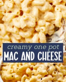 This ultra creamy mac and cheese is made in just one pot on the stovetop, and uses less than 10 ingredients! So much better than mac and cheese from a box, this is a family-friendly meal that comes together quickly on a busy weeknight.
