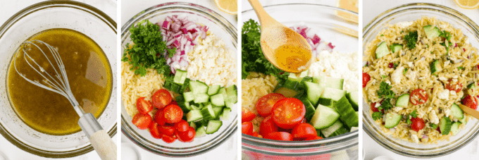 step by step photos of how to make lemon orzo salad.