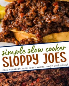 These sweet and tangy homemade sloppy joes are made with simple ingredients, are easy to customize to your tastes, and are made easily in the slow cooker! This easy to make recipe is a family-friendly dinner that you can even make ahead of time and/or freeze. 