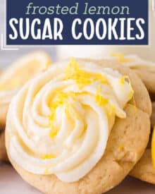 These lemon sugar cookies are soft and tender, topped with a silky lemon buttercream and sprinkled with lemon zest. They're the perfect summer dessert!