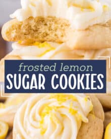 These lemon sugar cookies are soft and tender, topped with a silky lemon buttercream and sprinkled with lemon zest. They're the perfect summer dessert!