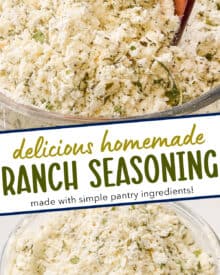 Get ready to toss that packet! This homemade ranch seasoning is made with pantry ingredients, and is great in dips, dressings, on chicken, veggies, potatoes and more! Plus, you'll know exactly what's in the seasoning mix, and can feel better about what you're eating.