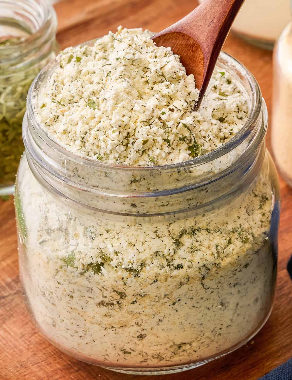 Get ready to toss that packet! This homemade ranch seasoning is made with pantry ingredients, and is great in dips, dressings, on chicken, veggies, potatoes and more! Plus, you'll know exactly what's in the seasoning mix, and can feel better about what you're eating.