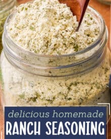 Get ready to toss that packet! This homemade ranch seasoning is made with pantry ingredients, and is great in dips, dressings, on chicken, veggies, potatoes and more! Plus, you'll know exactly what's in the seasoning mix, and can feel better about what you're eating.