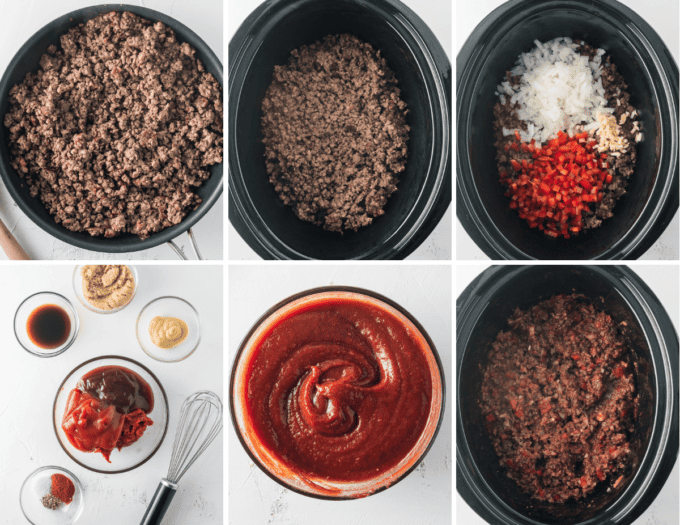 step by step photos of how to make crockpot sloppy joes.