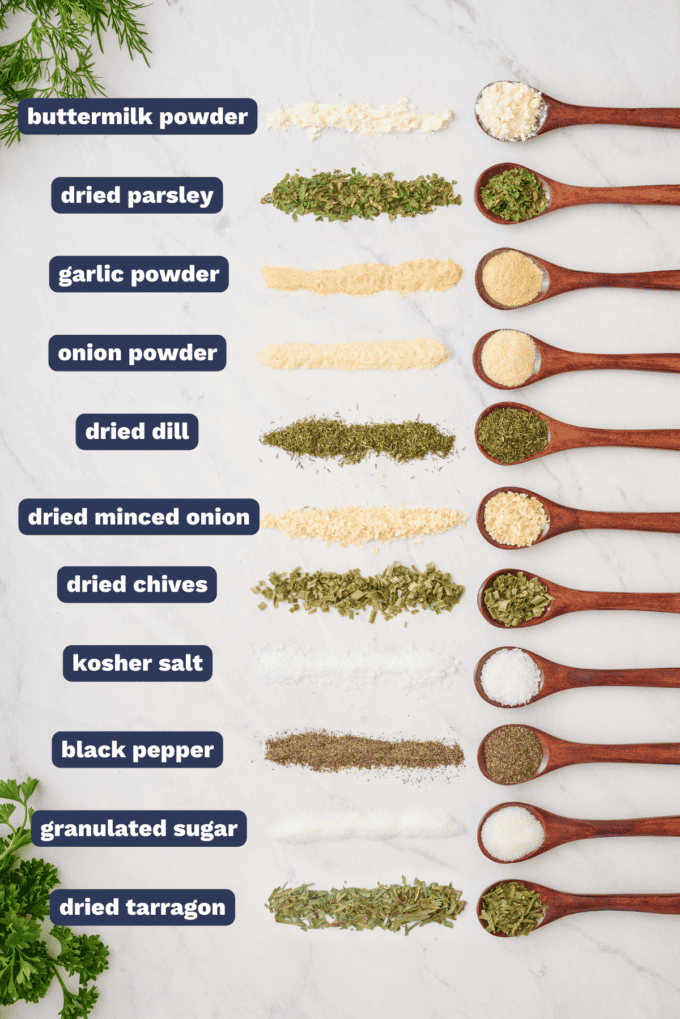 ingredients needed to make ranch dressing mix.