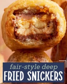 Deep-fried snickers are a classic American fair food, and they're easy to make at home. Just grab 5 simple ingredients, and you'll be on your way to a deliciously gooey treat!