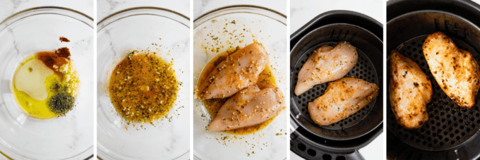 step by step photos of how to make air fryer chicken breasts.