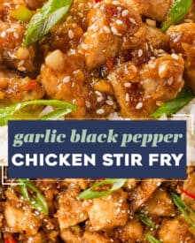 Tender chicken pieces are stir-fried and tossed in a deliciously sticky, savory, and slightly sweet sauce that perfectly coats the chicken! Made in one skillet, and ready in about 30 minutes, it’s the ultimate weeknight dinner idea. Skip the takeout and make your own!