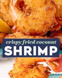 Fried coconut shrimp are made with a crunchy golden brown, slightly sweet coating, fried until perfectly crisp on the outside and juicy inside. Pair them with a spicy and sweet horseradish marmalade sauce and you'll have a mouthwatering tropical seafood dinner or appetizer!