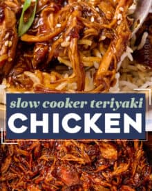 This teriyaki chicken is cooked in a delicious homemade ginger teriyaki sauce, then the chicken is shredded and the sauce is cooked down to become thick and luscious. Combine it all and serve over some rice and you're on the way to a hearty weeknight dinner the whole family will love!