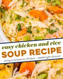 If you need a quick and hearty dinner, or are feeling a bit under the weather, then you NEED this Chicken and Rice Soup! Ready in about 30-40 minutes, this soul-warming soup recipe is made with simple ingredients and can easily be adapted to your tastes.