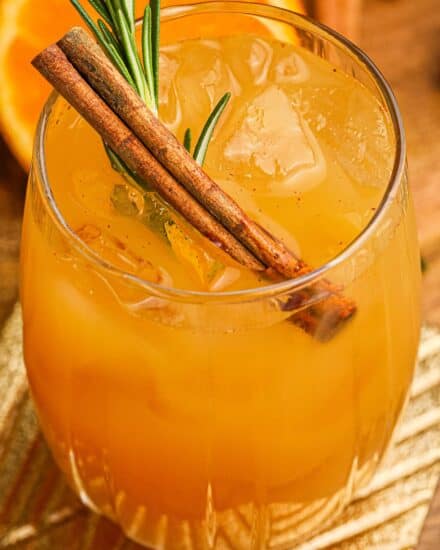 This fall and winter version of the classic whiskey sour uses orange, cinnamon, and maple syrup to bring some warmth to the perfect blend of sweet and sour! It's a great cocktail for autumn and/or the holidays!