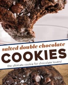 These soft and chewy double chocolate chip cookies are rich and intensely chocolatey thanks to the combination of cocoa powder, sweet chocolate chips, and bold espresso! Perfect for cookie exchanges, dessert trays, or a fun afternoon treat.