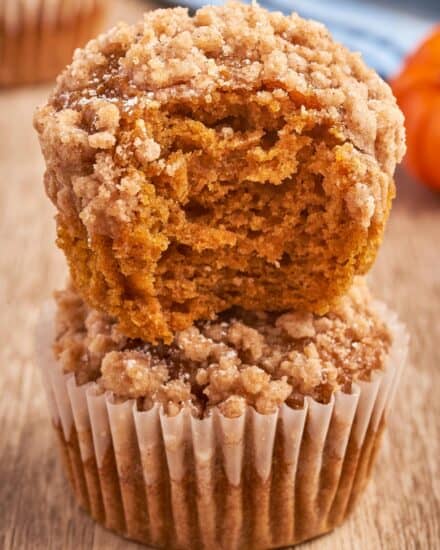 These bakery-style Spiced Pumpkin Streusel Muffins are soft and tender, and bursting with pure Fall flavor in every bite! Perfect as a breakfast or snack, these muffins are also freezer-friendly.