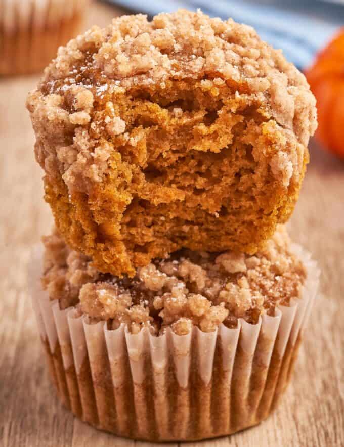 These bakery-style Spiced Pumpkin Streusel Muffins are soft and tender, and bursting with pure Fall flavor in every bite! Perfect as a breakfast or snack, these muffins are also freezer-friendly.